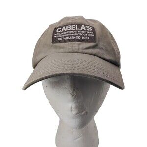 Cabelas Worlds Foremost Outfitters Patch Logo Mens Khaki Tan Adjustable One Size